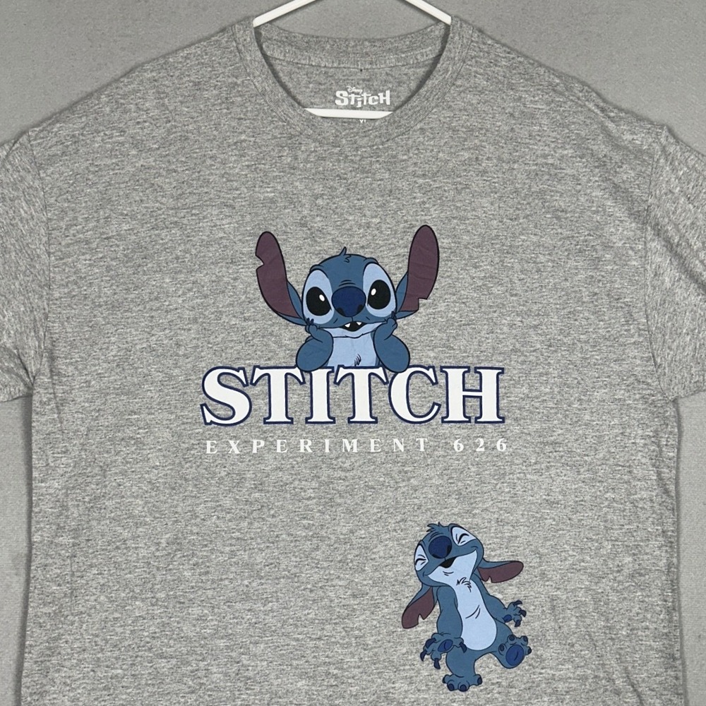 Disney Stitch T-Shirt Mens XL Experiment 626 Heather Grey Graphic Tee Crew Neck